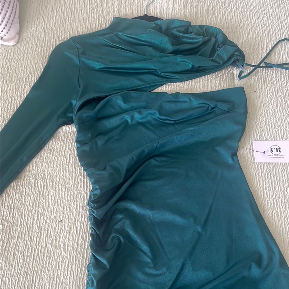 Teal One-Shoulder Dress